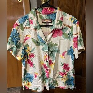 Caribbean Joe Floral Button Down Shirt - Pink, Blue, Green